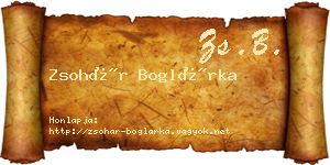 Zsohár Boglárka névjegykártya